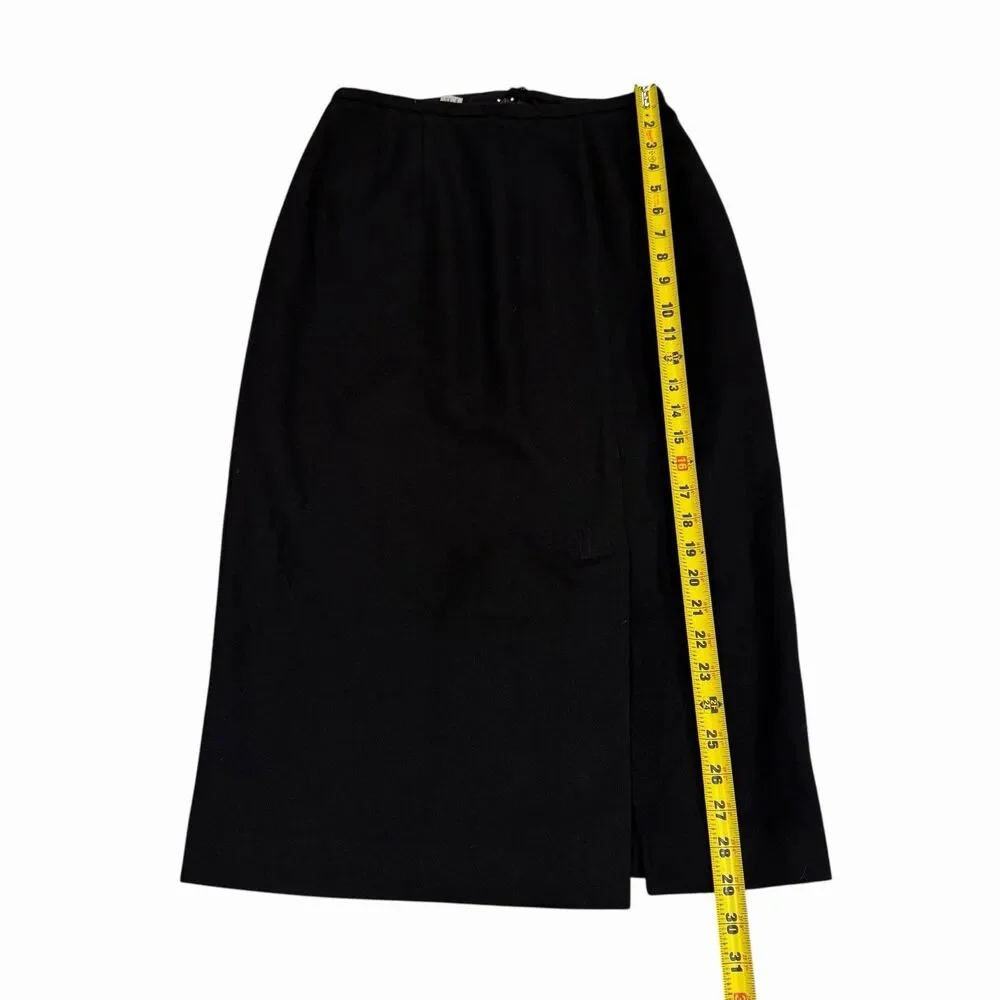 Kim Rogers Skirt Vintage Womens 100% Pure Wool‎ Midi Fully Lined A-Line 8 Black